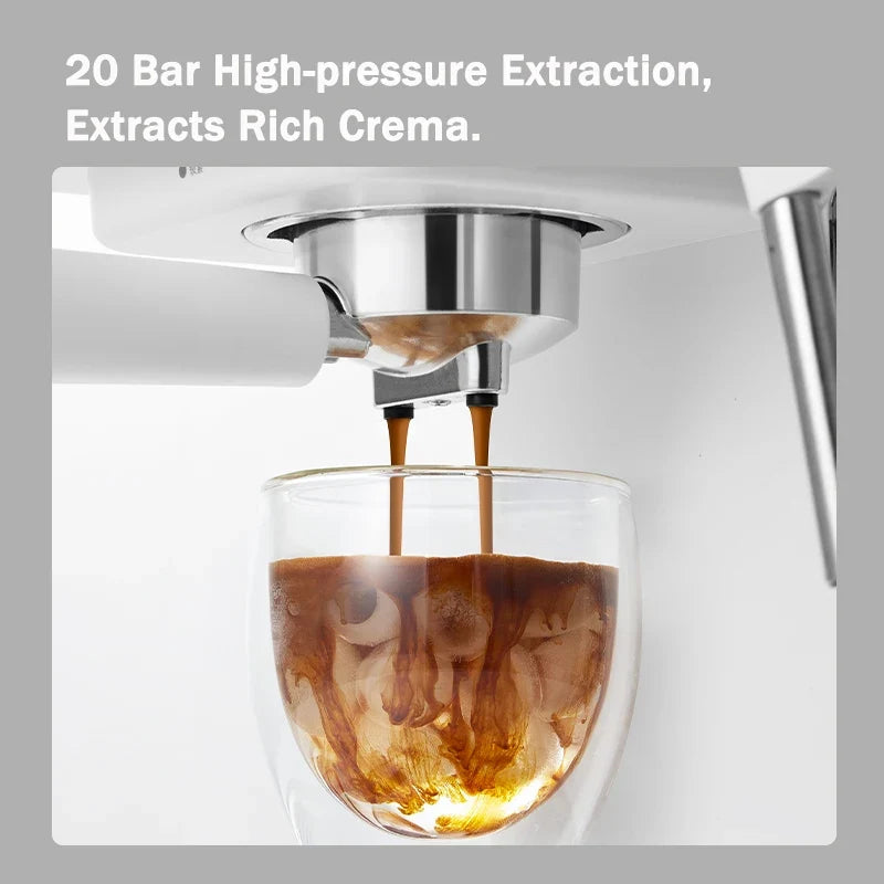 Petrus Espresso Coffee Maker Machine 51MM 20 Bar with Metal Panel, Powerful Steam Wand for Amerlcano Mocha Latte,PE2170 (220V)