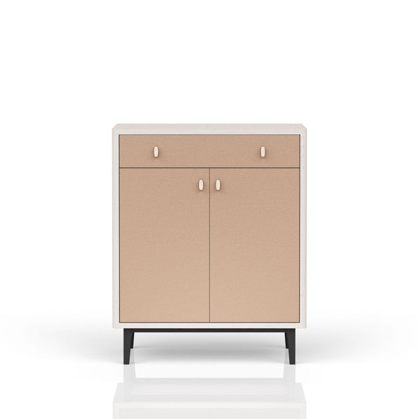 Bar Cabinet With Large Storage - White / Pecan