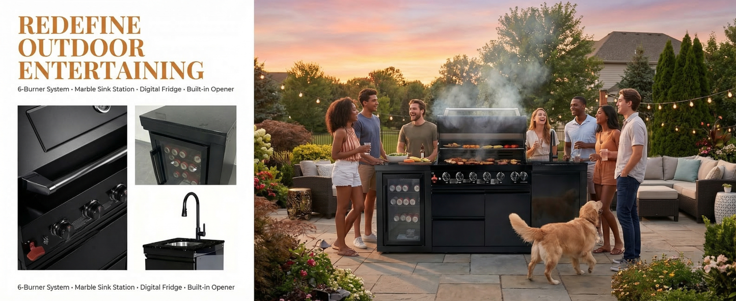 6-Burner 85000 BTU Deluxe Stainless Steel Propane Gas Grill