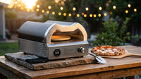 12 In. Propane Pizza Oven, Outdoor Pizza Oven in Black with Rotating Pizza Stone, Glove and Pizza Cutter — Lifestyle