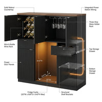 Coffee Bar Cabinet with Fridge Space, 53" L Wine Cabinets with Storage Drawer, Wood Buffet Sideboard Table, Fluted Liquor Cabinet with Wine Rack for Home, Living Room,20"D X 53.1"W X 39.4"H-Black — How It Works