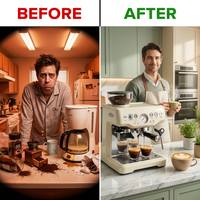 Espresso Machine with Grinder, 20 Bar Espresso Machine with Milk Frother Steam Wand, Espresso Machines for Home, Expresso Coffee Machines Professional, Cappuccino Latte Machine — Before & After