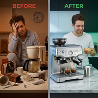 Espresso Machine with Grinder Espresso Maker Stainless Steel with Milk Frother Cappuccino Machine Semi Automatic Espresso Machine — Before & After