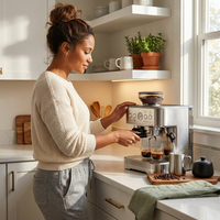 Espresso Machine with Grinder Espresso Maker Stainless Steel with Milk Frother Cappuccino Machine Semi Automatic Espresso Machine — Lifestyle
