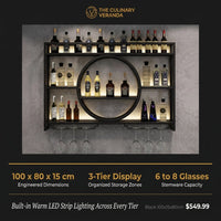 Modern Wine Storage Rack Wall Mounted with LED Light with Wine Glass Holder,Iron Bar Liquor Shelf,Floating Wall Wine Shelves,Bar Liquor Bottle Display Shelf for Kitchen Bar Decoration Gold/Black ( Col — Results & Stats