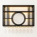 Wall Mounted Wine Rack Built to Showcase Collections, LED Lighting, Iron Construction, Glass Holder Included