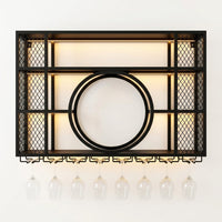 Modern Wine Storage Rack Wall Mounted with LED Light with Wine Glass Holder,Iron Bar Liquor Shelf,Floating Wall Wine Shelves,Bar Liquor Bottle Display Shelf for Kitchen Bar Decoration Gold/Black ( Col — Studio Shot