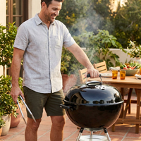 Outdoor Household Kettle BBQ Grill Charcoal BBQ Grill round Apple Grill — Lifestyle