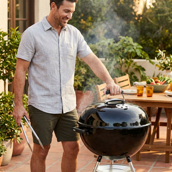 Charcoal Kettle Grill Built for Outdoor Entertaining, Round Apple Design, Portable Cast Iron, Durable Steel Construction
