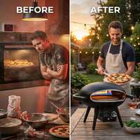 Propane Pizza Oven Designed for Backyard Entertaining, 12-Inch Stone, Rotatable Motor, Gas Fired — Before & After