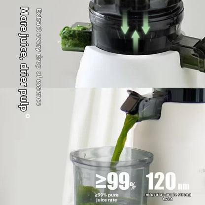 Large-Caliber Juicer Household Automatic Juicer Low-Speed Slag Juice Separation Food Grade 304 Stainless Steel Easy to Clean