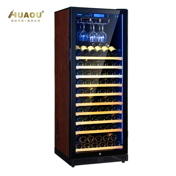 85 Bottle 24 Inch Freestanding Wine Cooler Beer and Wine Fridge with Hanging Cup Rack for Home Bar Kitchen Storage System