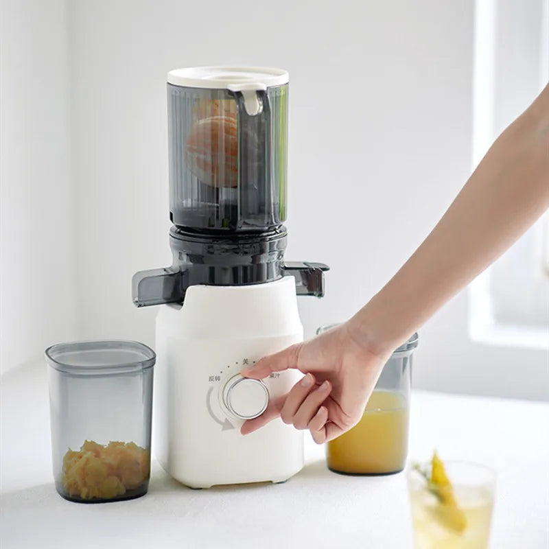 Large-Caliber Juicer Household Automatic Juicer Low-Speed Slag Juice Separation Food Grade 304 Stainless Steel Easy to Clean
