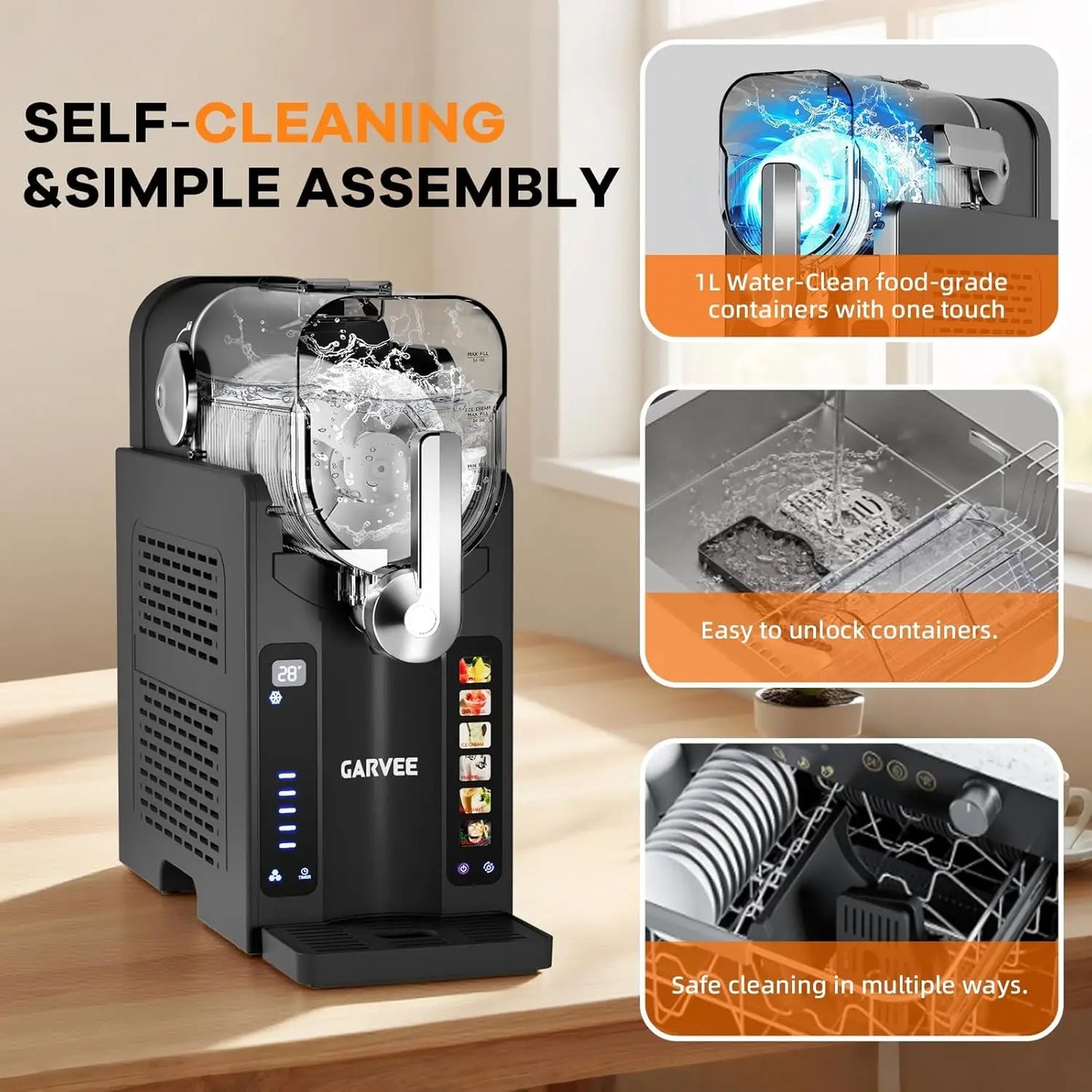 Slushie Machine for Home,No Ice Needed,Frozen Drink Maker with LED Display,6 Pre-Set Programs,for Margaritas,Smoothies,Ice Cream
