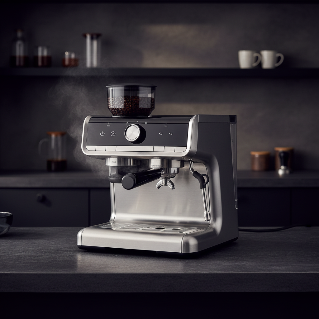 Espresso Coffee Maker with Milk Frother, Brushed Stainless Steel Espresso Machine with Grinder, and Espresso Machine for Home Barista Cuppuccino Machine Use
